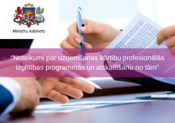 “Noteikumi par uzņemšanas kārtību profesionālās izglītības programmās un atskaitīšanu no tām”